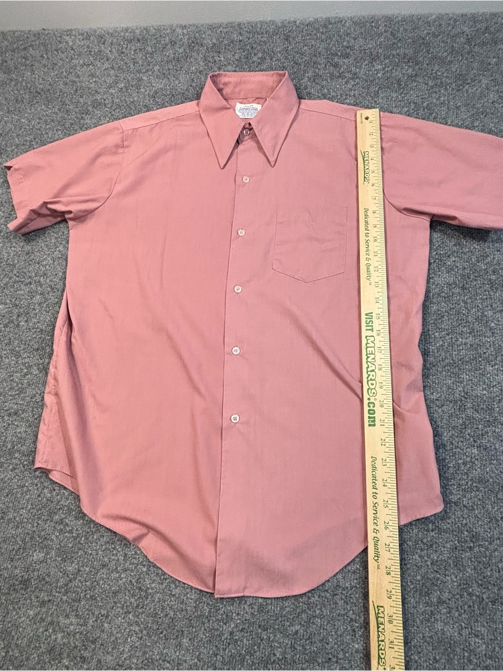 VTG 60s 70s Permanent Press Button up Collared Shirt Park Ave Salmon Pink 16 1/2 - Picture 12 of 13